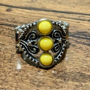 Artisan Silver Ring with Bright Yellow Stones